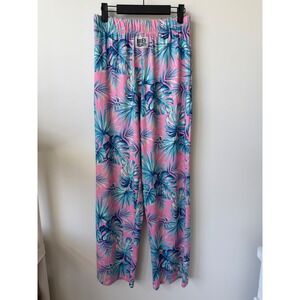 Brief Insanity Pink Tropical Palm Leaf Lounge Pajama Pants Medium Relaxed Fit